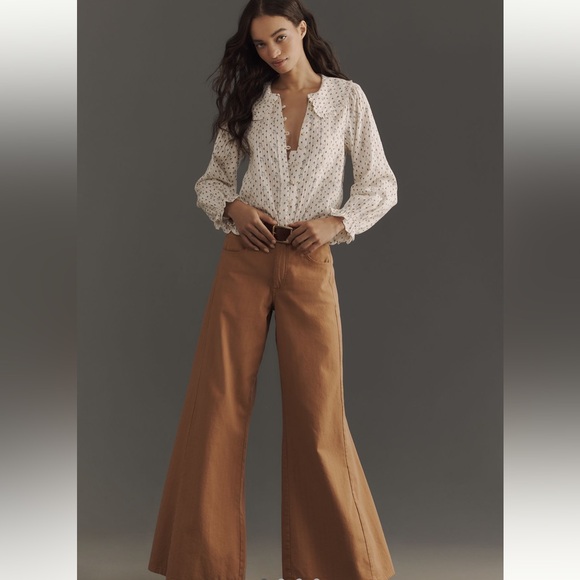 Pilcro Pants - NWT Pilcro By Anthropologie The Adi Mid-Rise Flare Trousers Herringbone Wide Leg